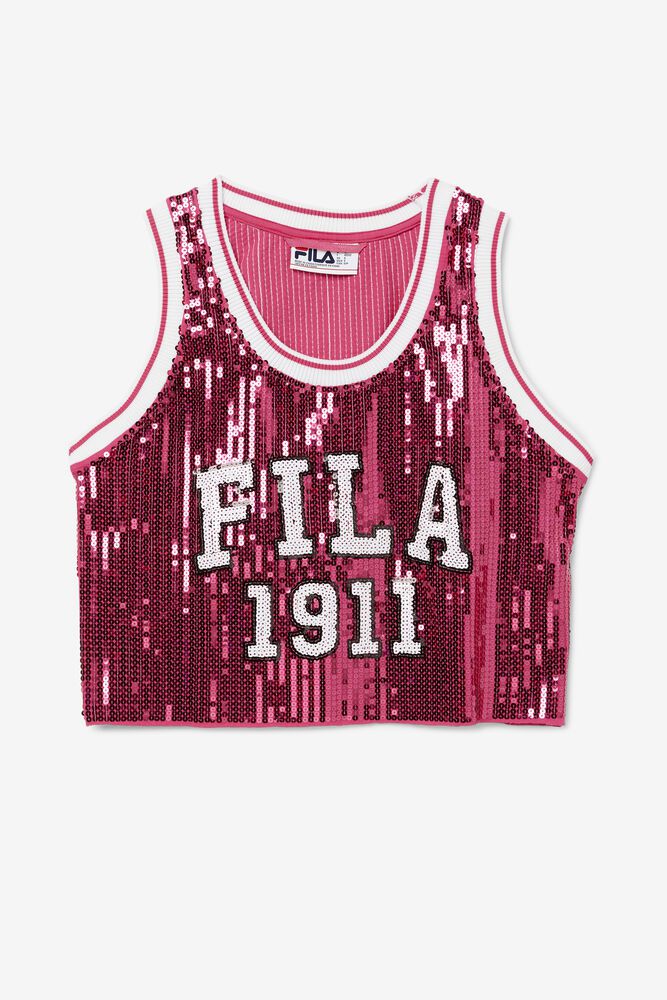 Fila Naisten Hihaton Paita Kiki Glam Crop Jersey Pinkki - YWGH-45806